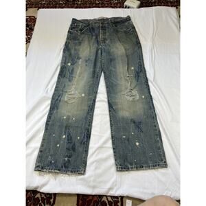 Vintage Y2K Old Navy Low Rise Straight Cut Button Fly ThrashedHeavily Worn Jeans
